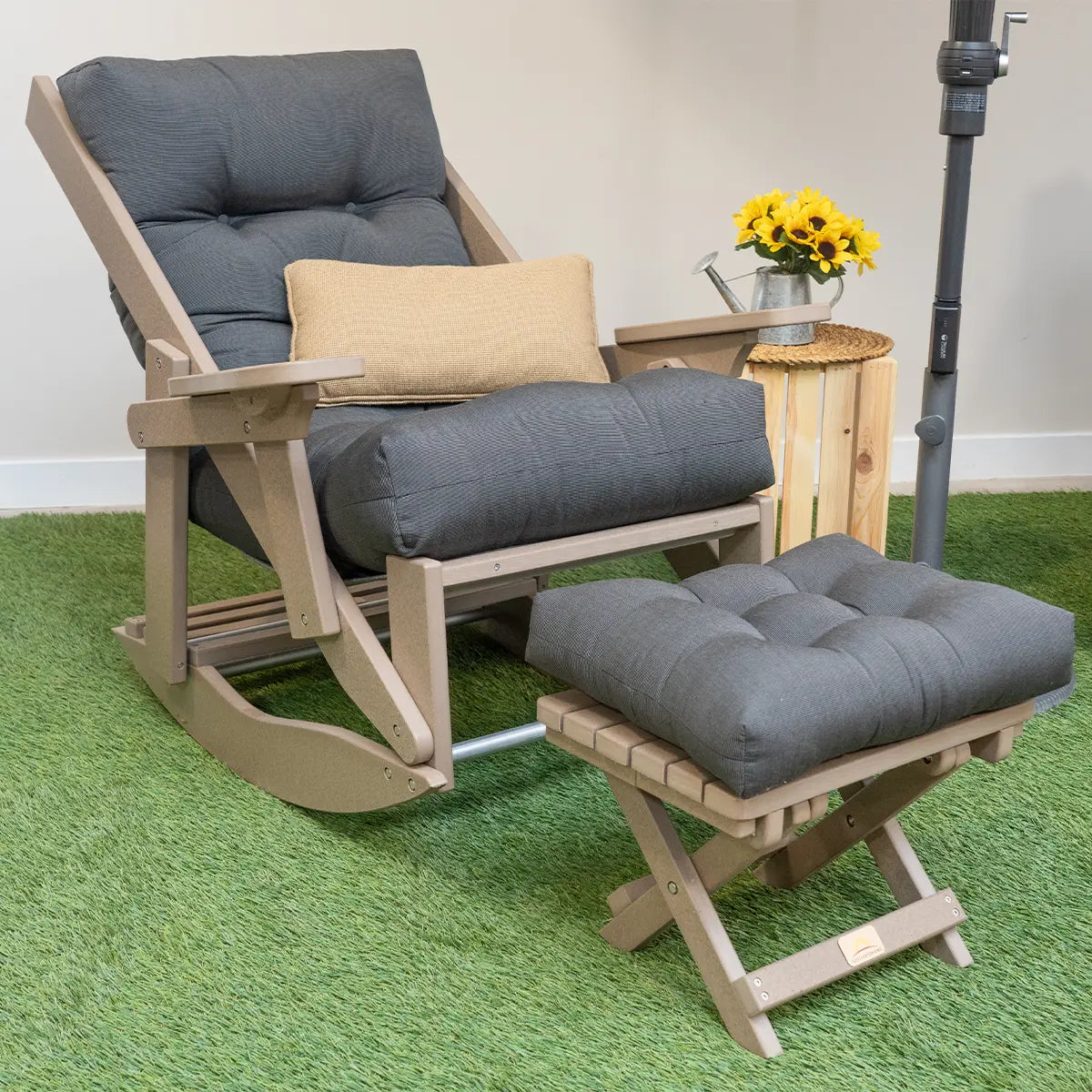 Patio Rocking Recliner High Back Outdoor Rocker Recliner | Rustic Red Door