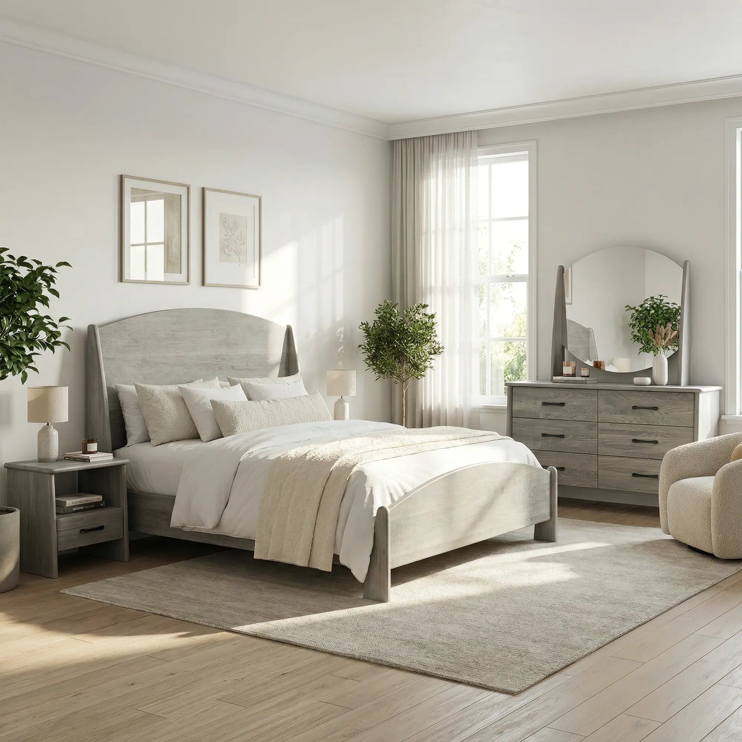 Paola Curved Solid Wood Bed Frame