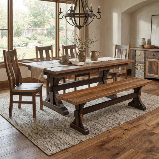 Pathway Farmhouse Trestle Dining Bench in Reclaimed Barn Wood