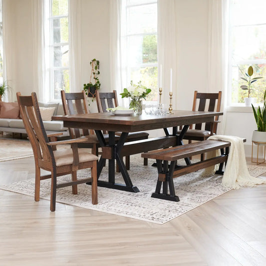 Paxton Reclaimed Wood Dining Table, Steel Trestle Base