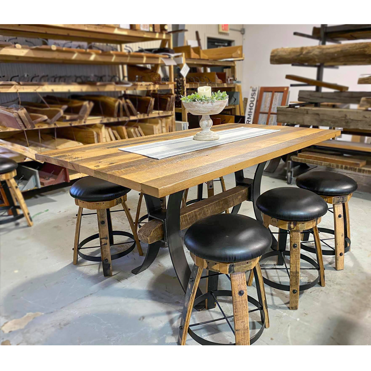 Reclaimed Wood Counter Height Table, Natural Stained