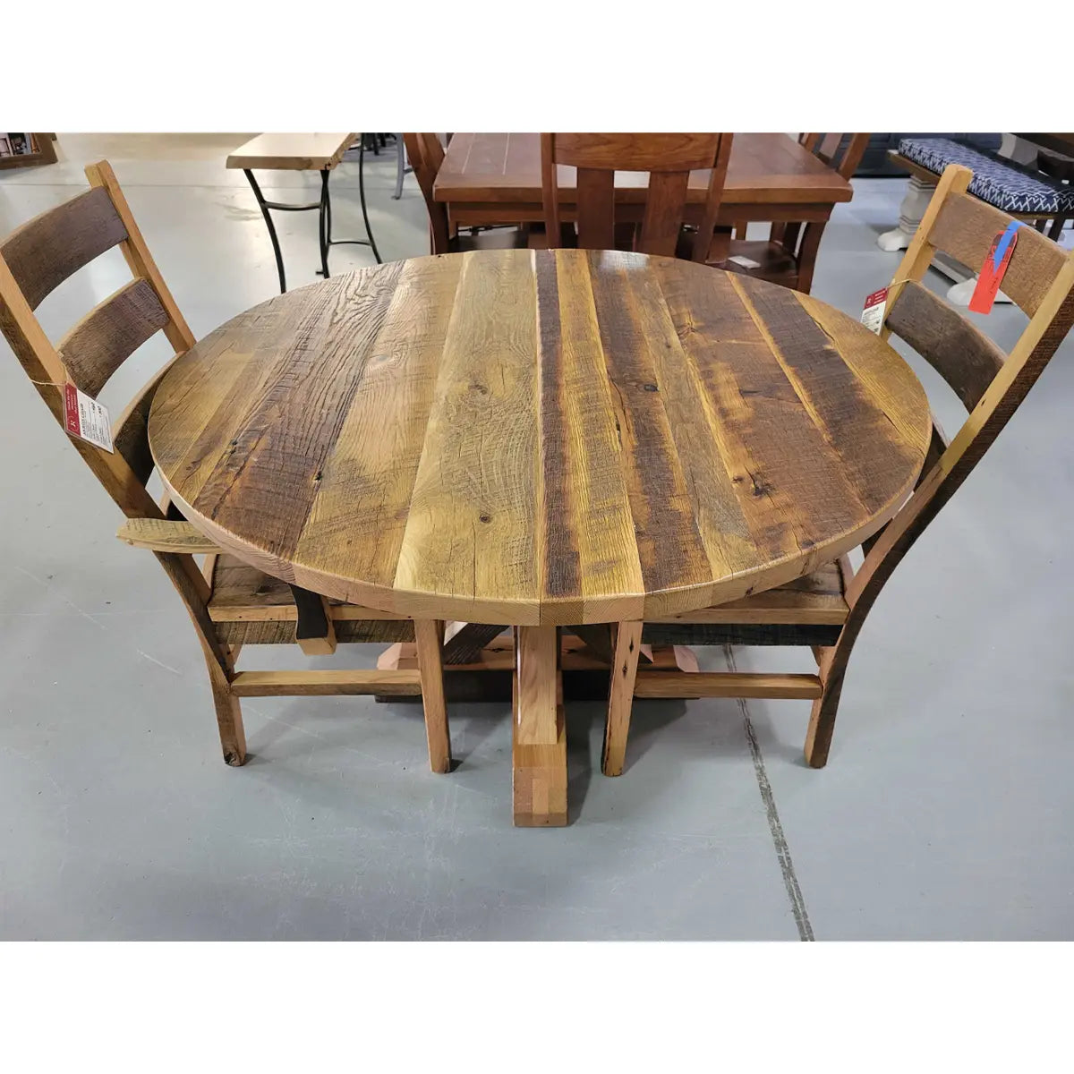 Solid Wood Round Dining Table, Reclaimed Barnwood