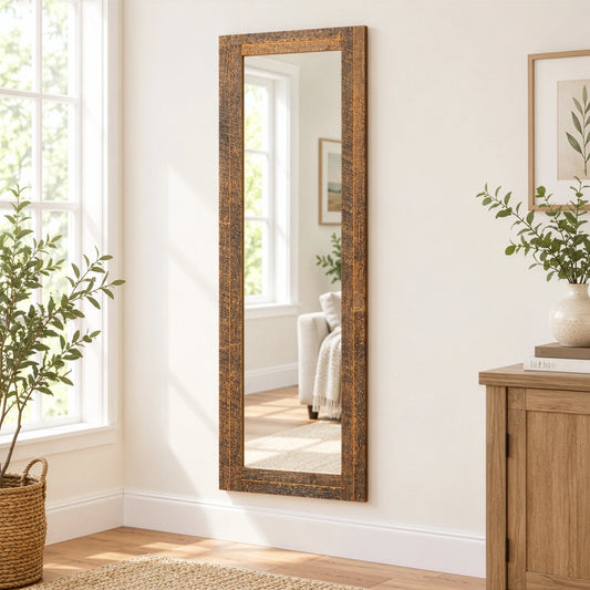 Planked Reclaimed Wood Floor Mirror
