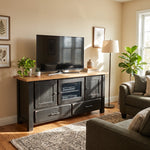 Richmond Solid Wood, Black Paint, Rustic Entertainment Center