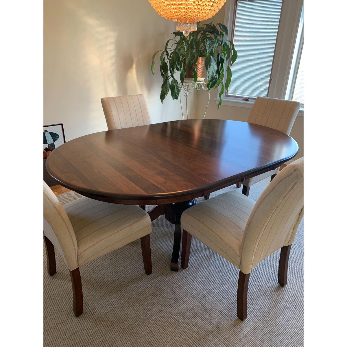 Round Maple Dining Table, Extendable
