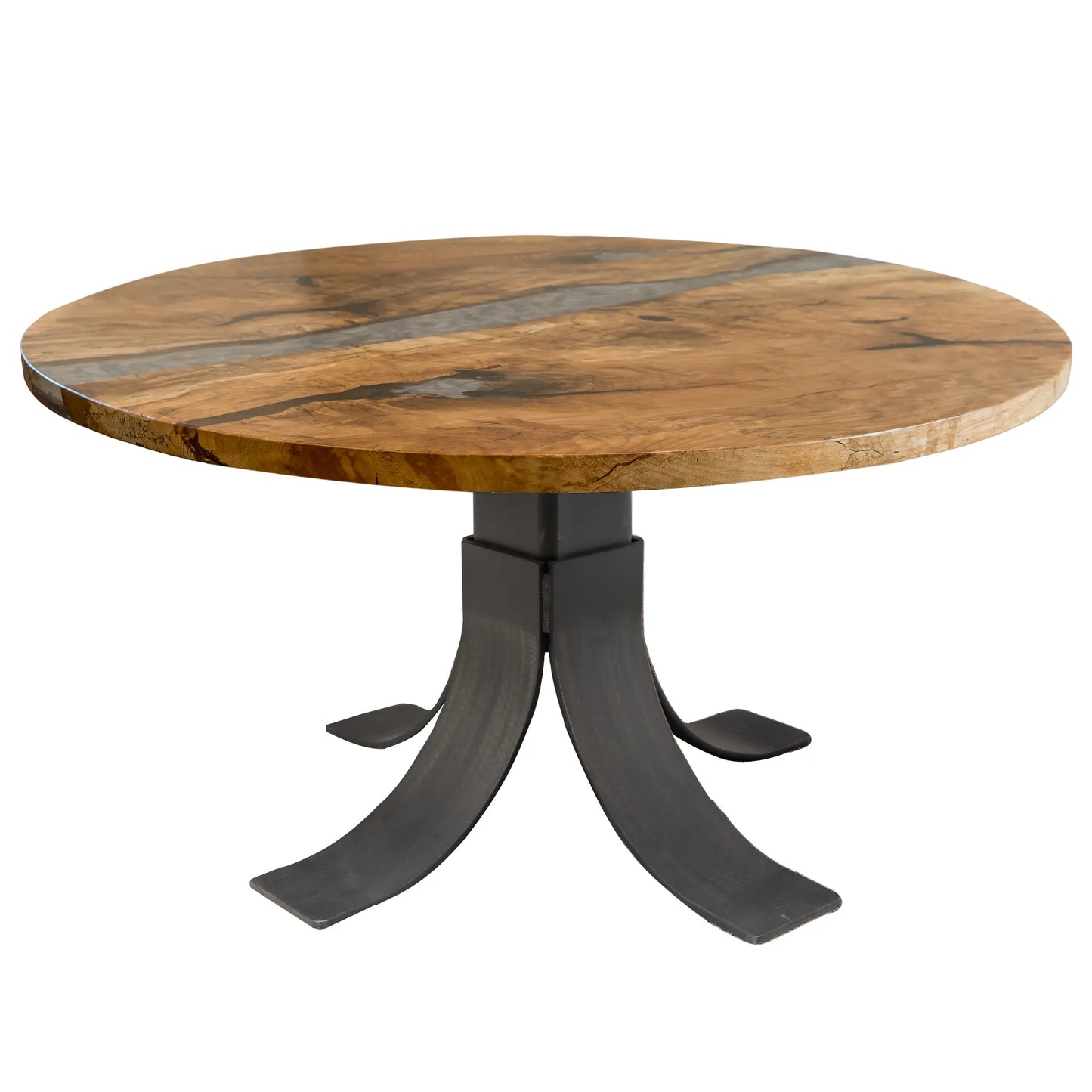 Round Resin River Dining Table Maple