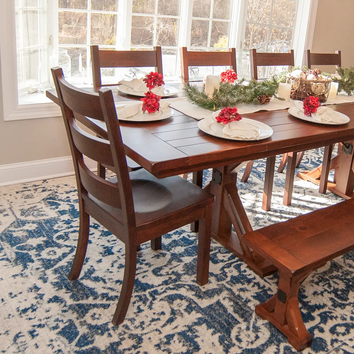 rustic cherry wood dining chair