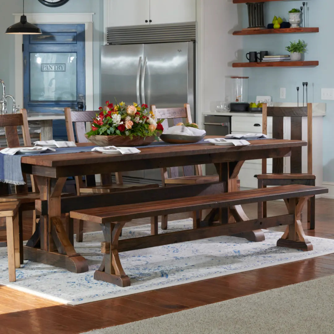 Rustic Farmhouse Trestle Dining Bench