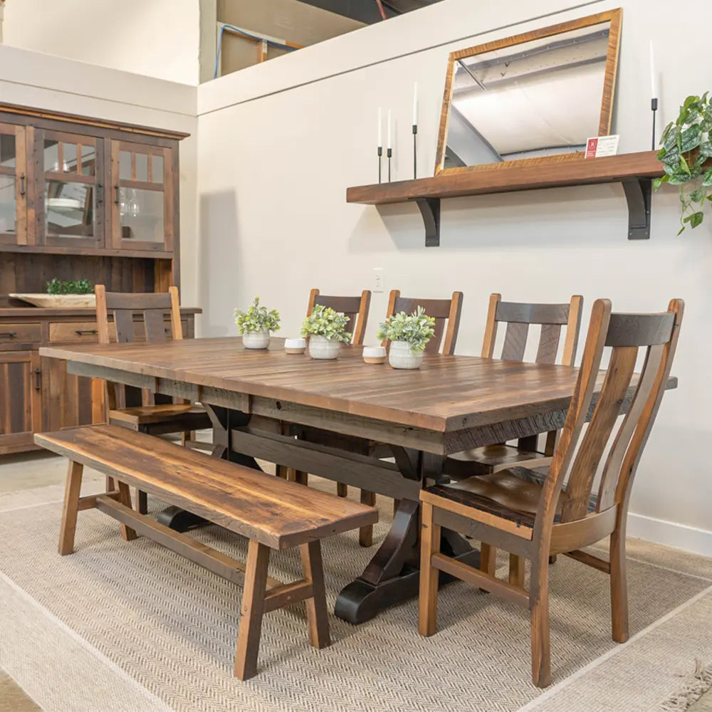 Solid wood table with discount bench