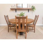 rustic round dining table for 4, solid wood top