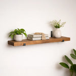 Rustic Pine Wood Shelf with Brackets