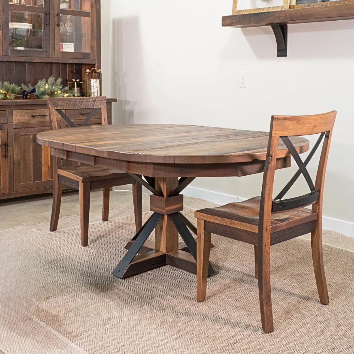 Rustic X-Back Dining Chair in Reclaimed Wood