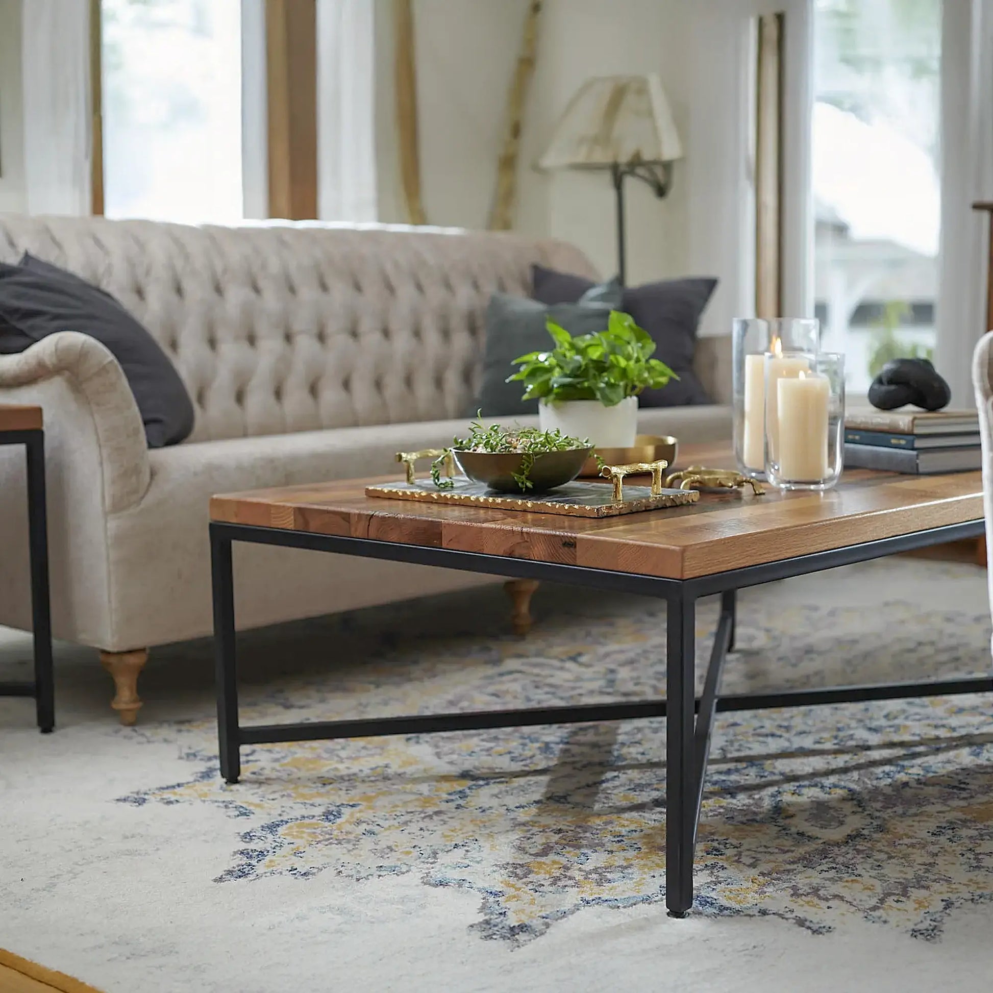 Shelton Modern Rustic Reclaimed Wood Coffee Table