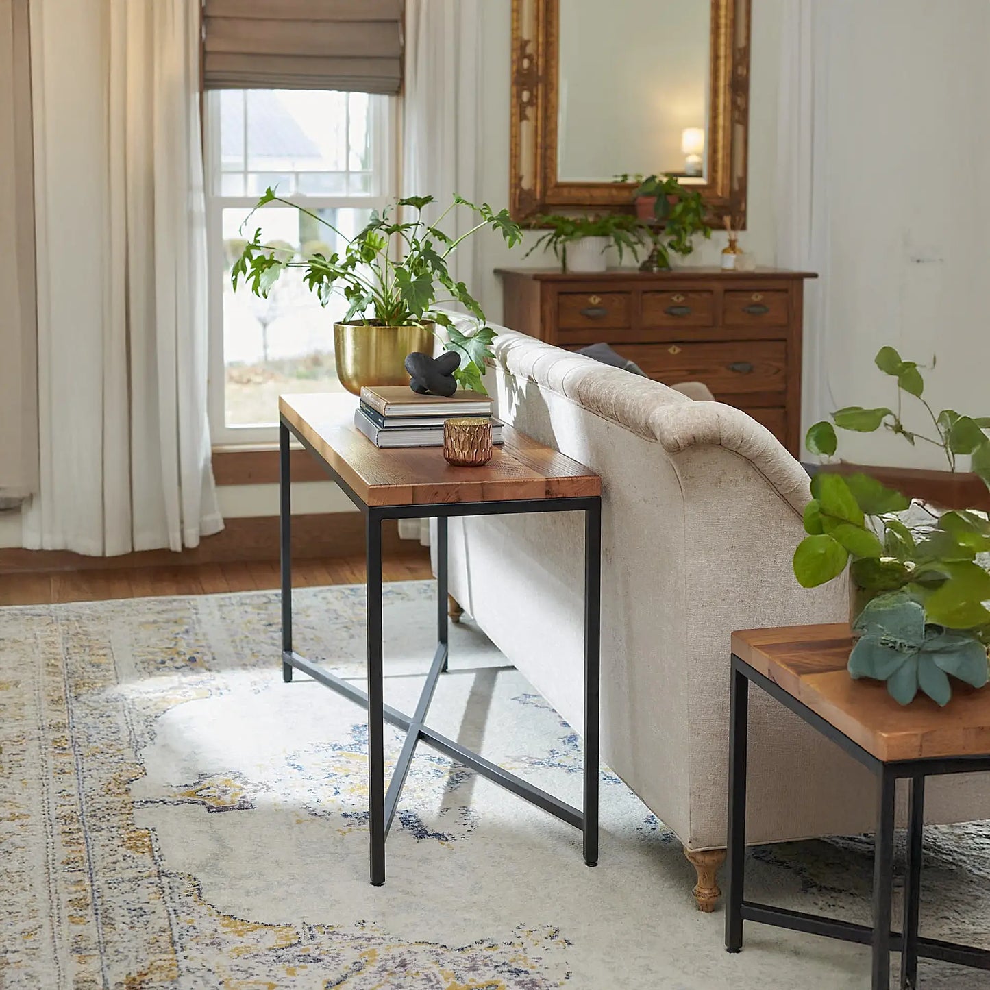 Rustic Industrial Modern Wood Console Table