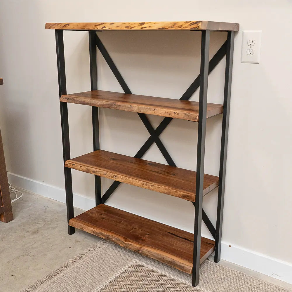 Live edge bookshelf deals