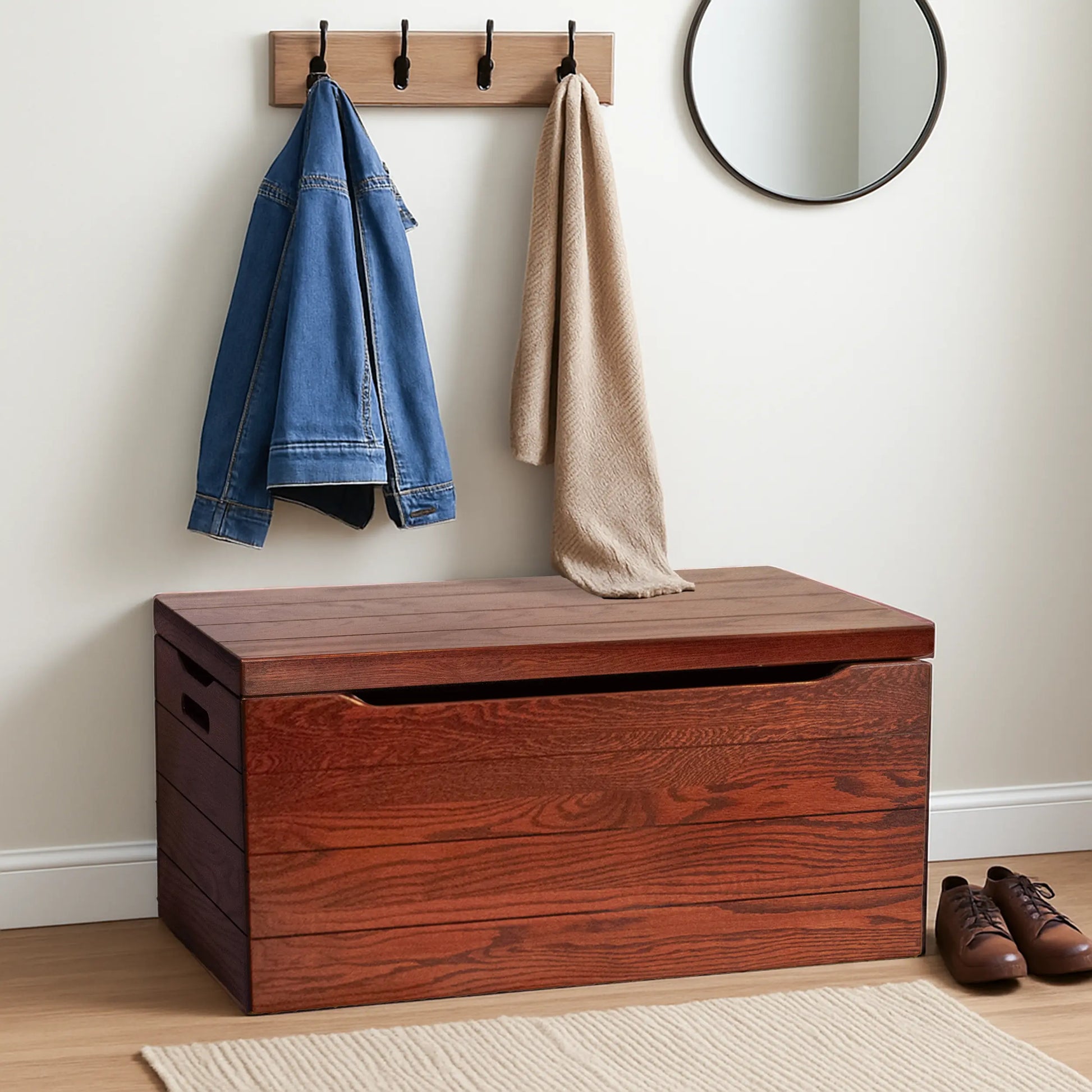Oak Blanket Chest, Washington Cherry | Rustic Red Door Oak Blanket Chest, Washington Cherry | Rustic Red Door