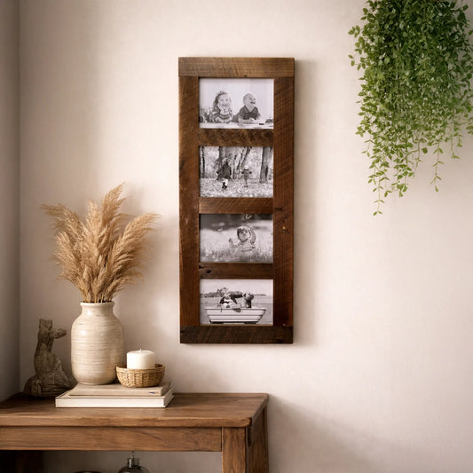 4 Opening Collage Rustic Wood Picture Frame