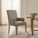 Sutton Upholstered Arm Dining Chair with Plaid Fabric