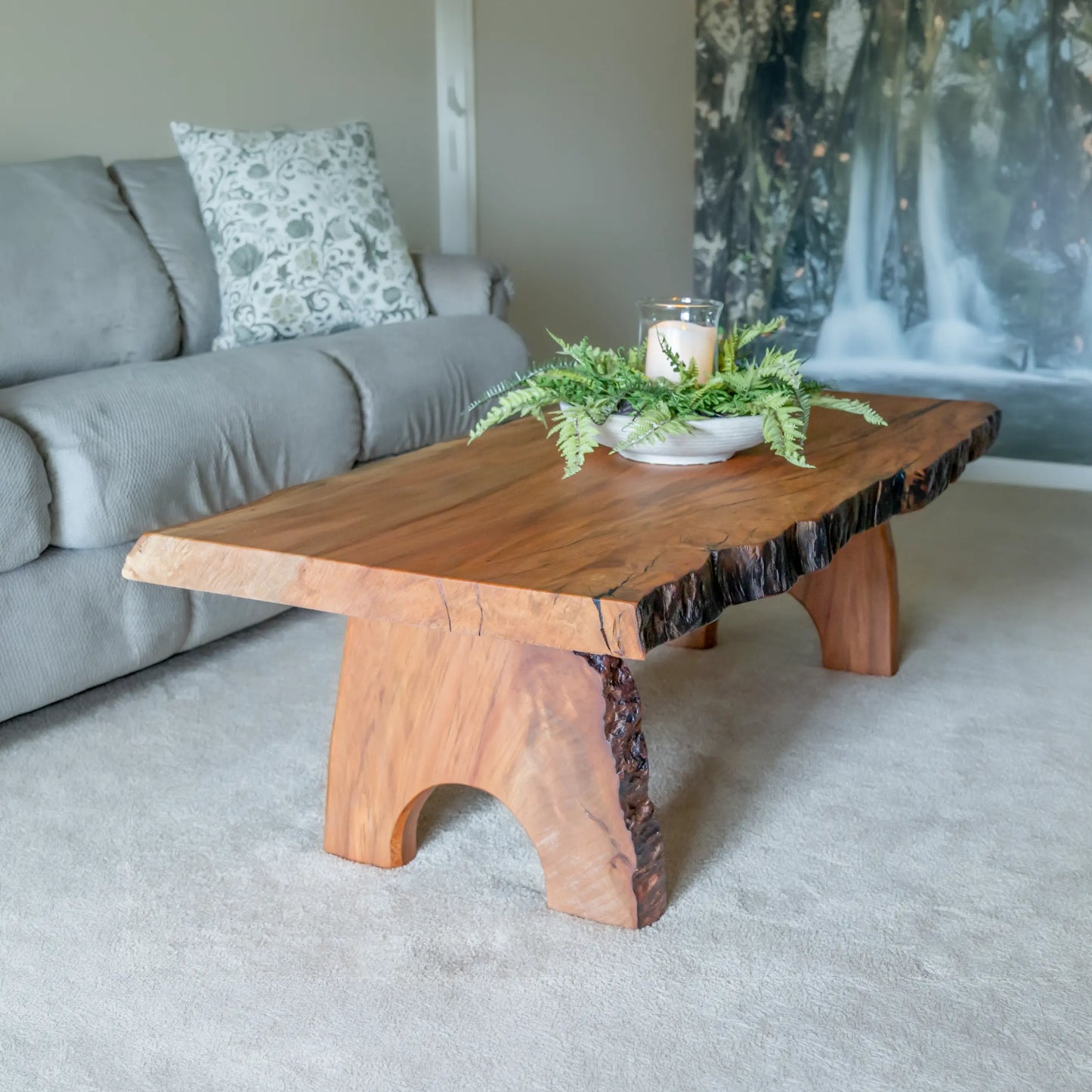 Custom Live Edge Wood Coffee Table, Sycamore