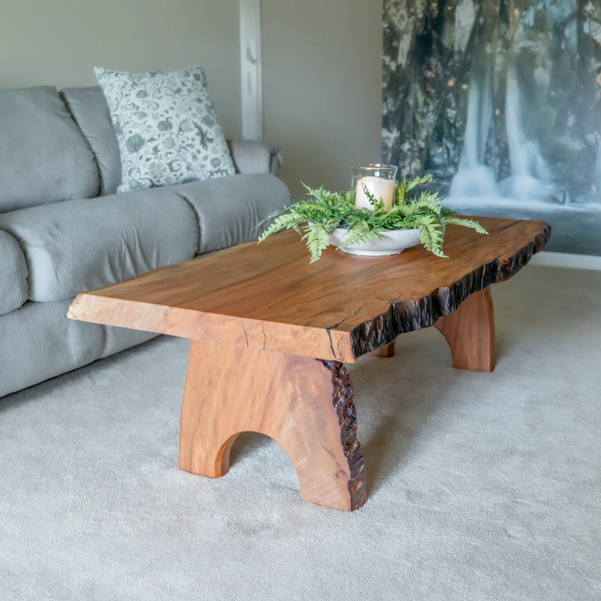 Custom Live Edge Wood Coffee Table, Sycamore