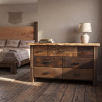 Rustic Live Edge Maple, Barnwood Dresser, 7 Drawers