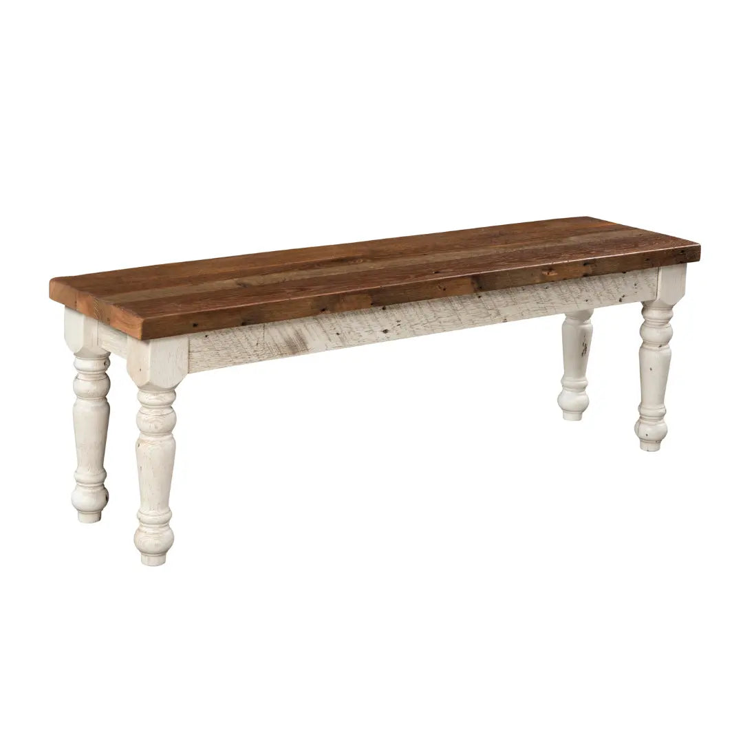 Two Tone Farmhouse White Dining Bench