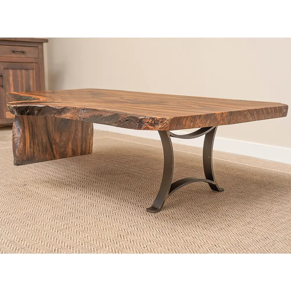 62" English Walnut Waterfall Live Edge Coffee Table