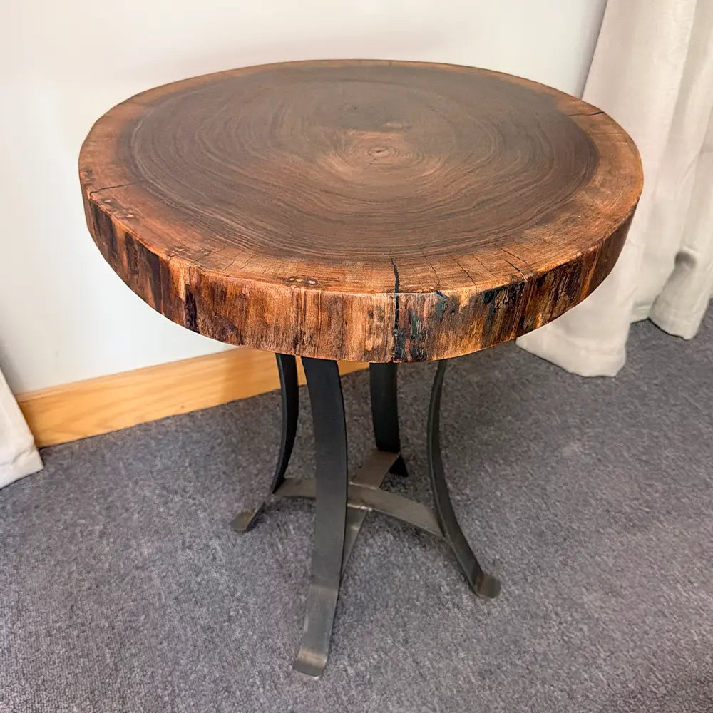 Live Edge Walnut Round End Table