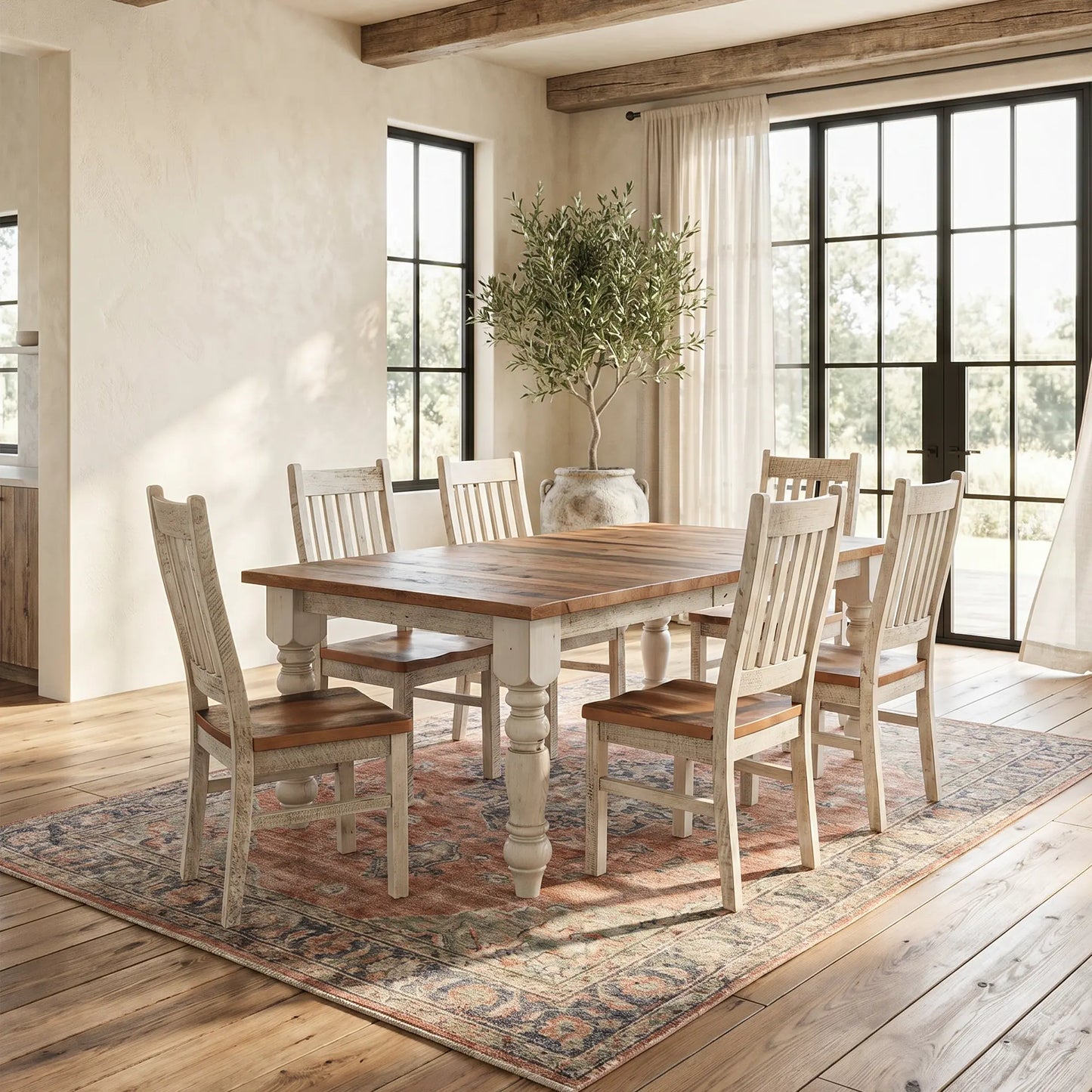 Walden Reclaimed Wood Farmhouse Dining Table - Short Plank