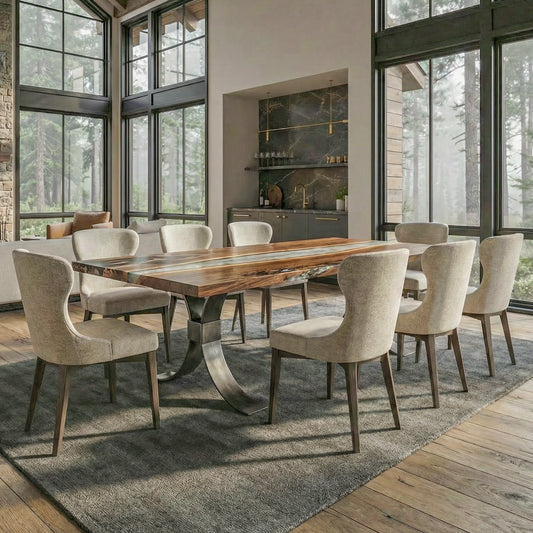 Custom Walnut River Dining Table