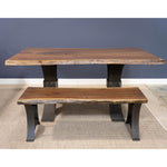 60" Live Edge Walnut Bench, Golden Gate Base