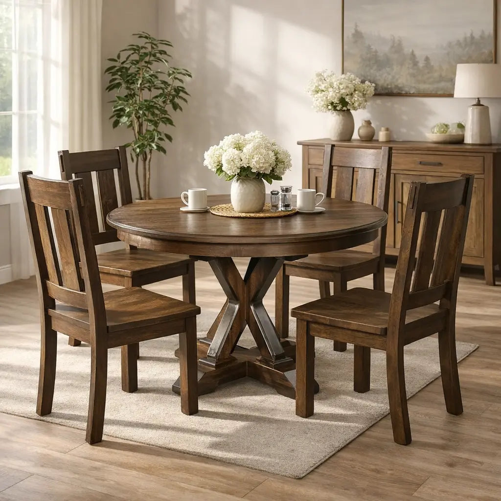 Welton Maple Round Butterfly Leaf Dining Table