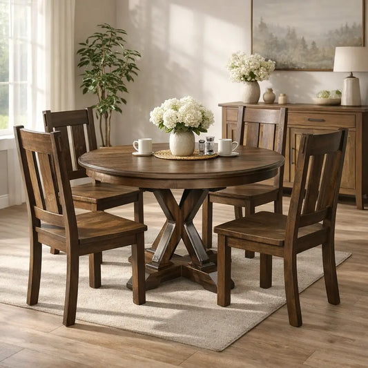 Welton Maple Round Butterfly Leaf Dining Table