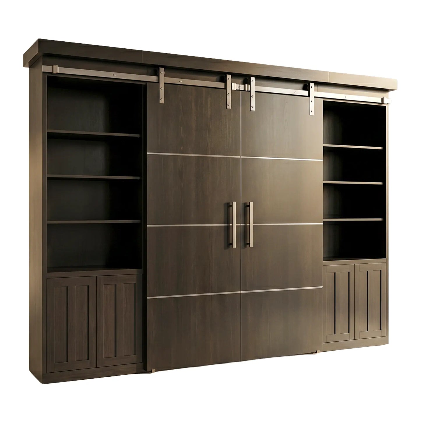 Willow Contemporary Barndoor Bookcase Bed