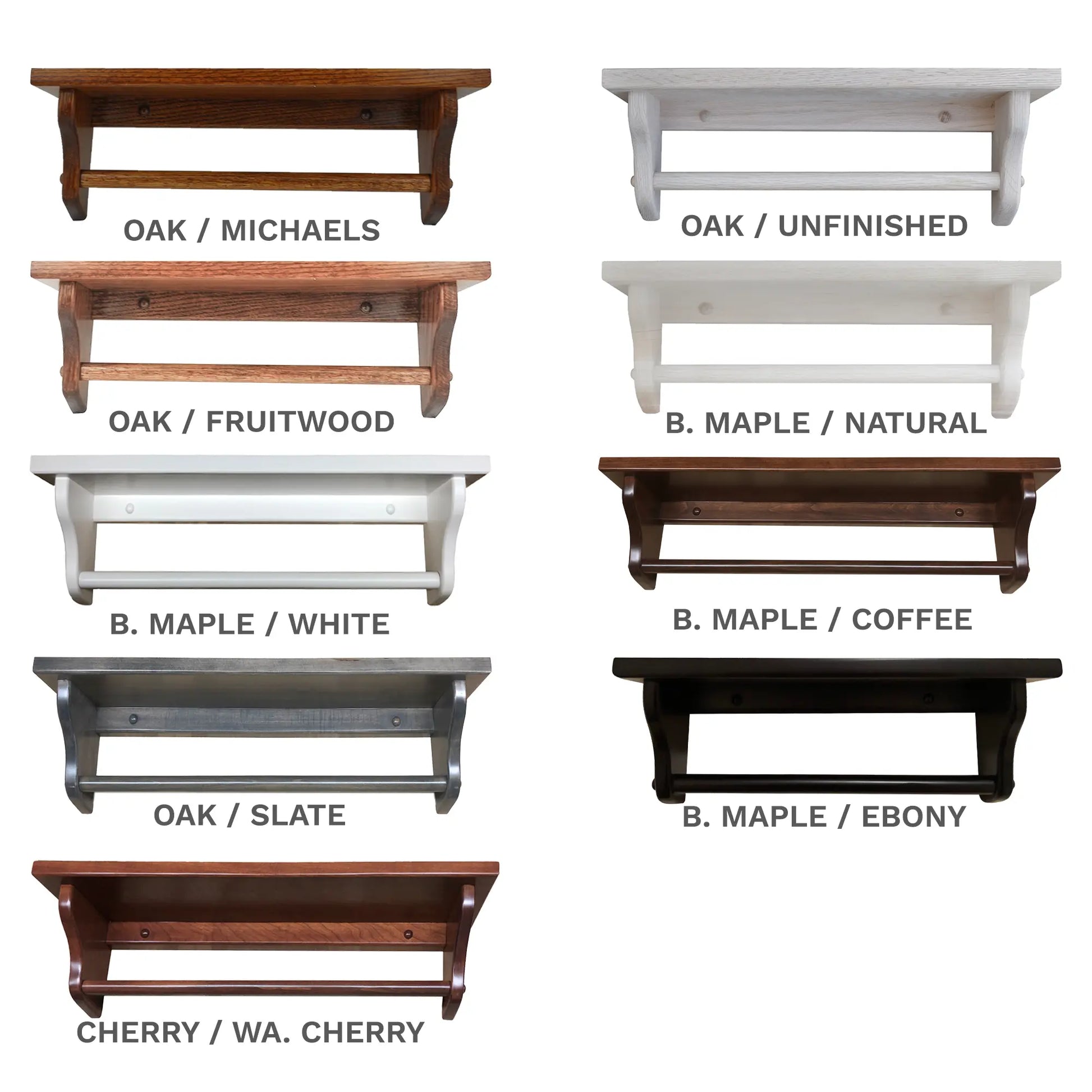 Wood bathroom shelf discount with towel bar