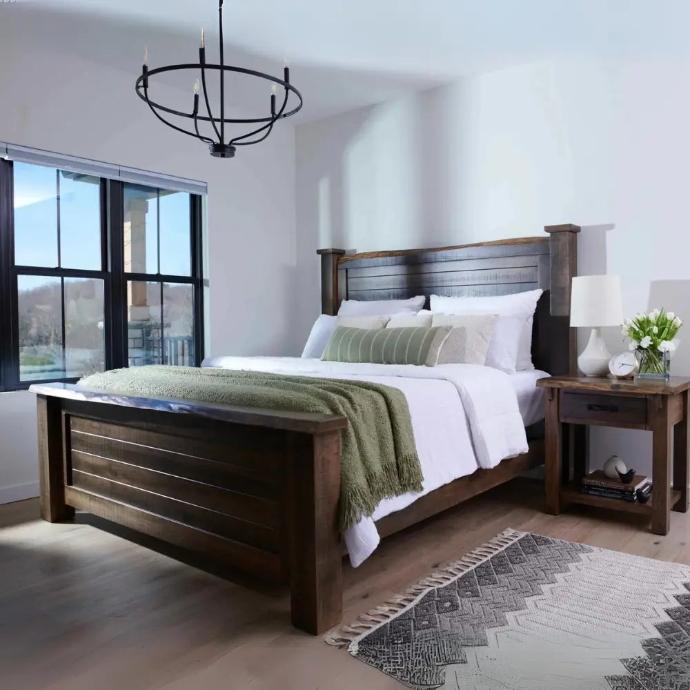 Weston Brown Maple Rustic Bed Frame