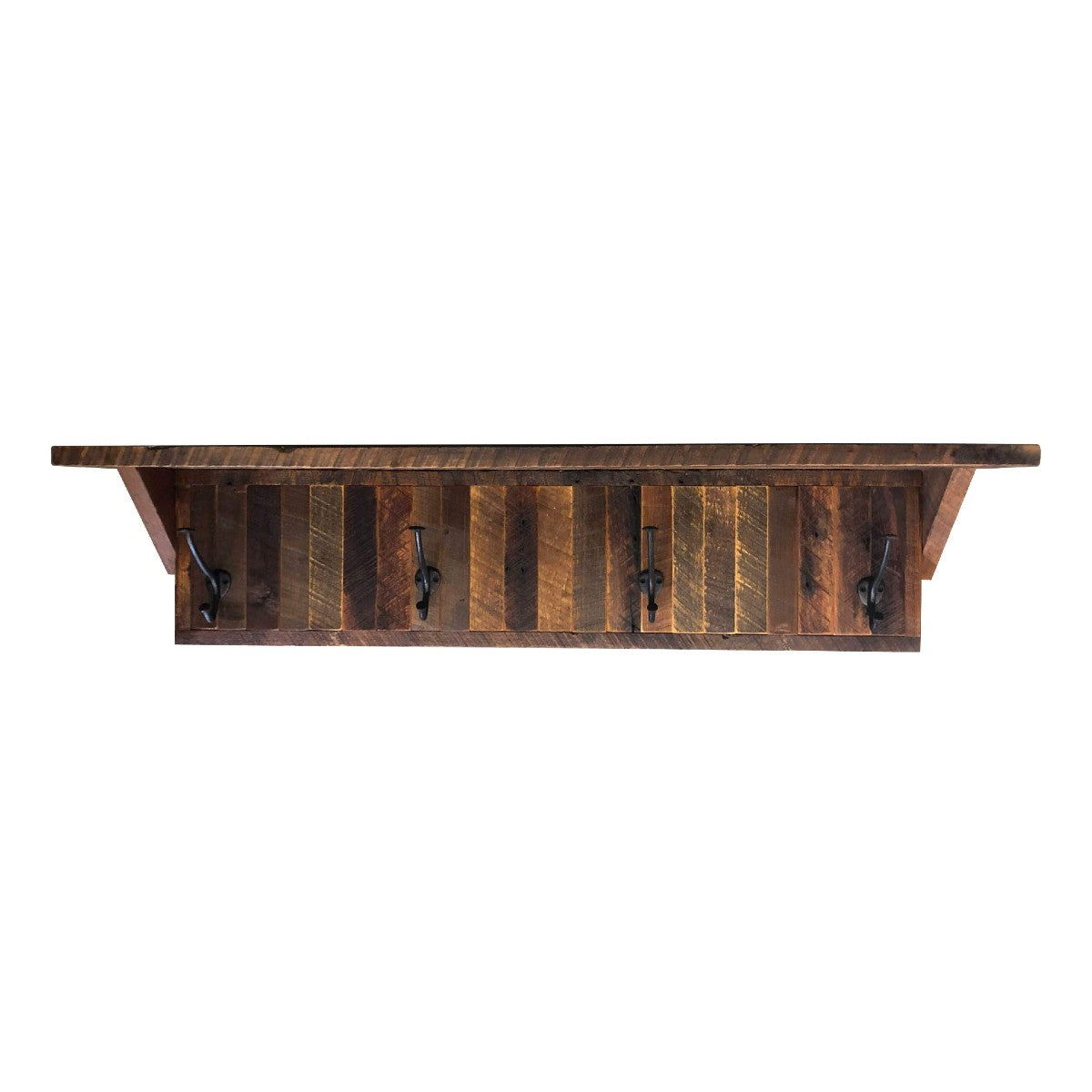 4 hook reclaimed wood coat rack shelf