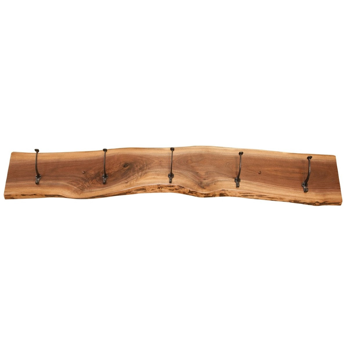 5 hook live edge walnut coat rack