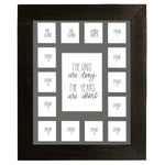 black wood frame with 14 school year photo openings