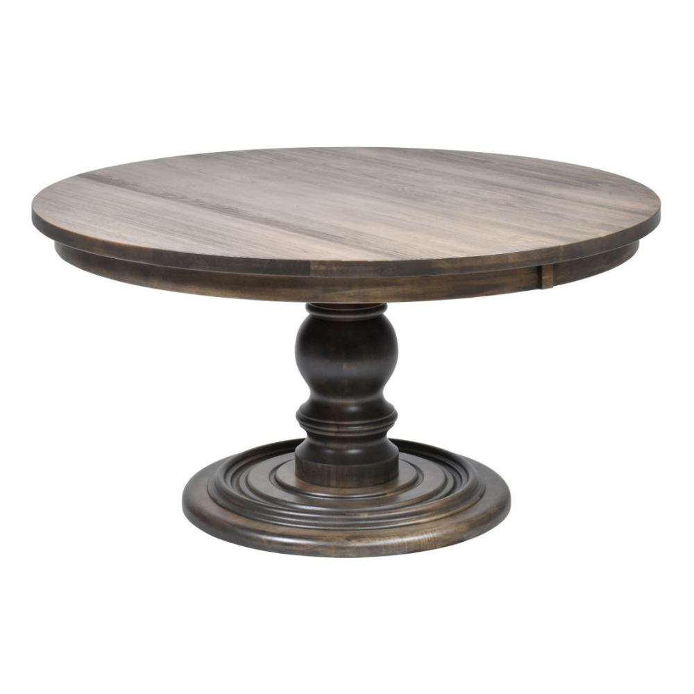 Barnaby Round Wooden Dining Table, Brown Maple Pedestal