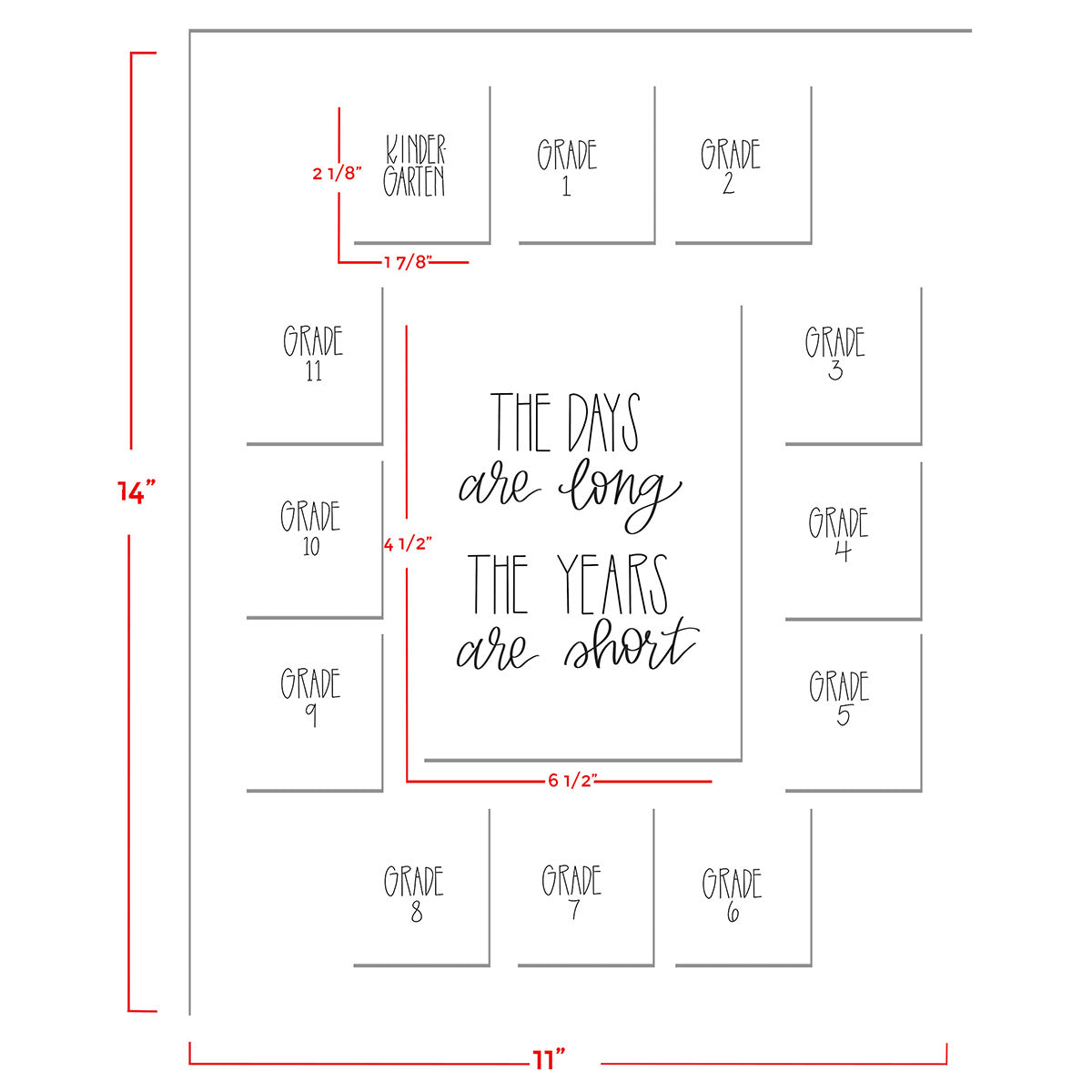 11x14 School cheapest Picture Frame, Black 13 Opening Mat, Days are Long, Years are Short