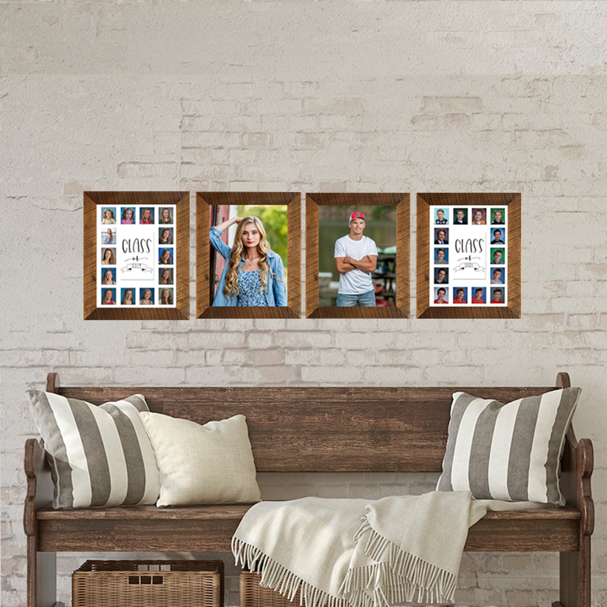 school year photo and picture frames on wall