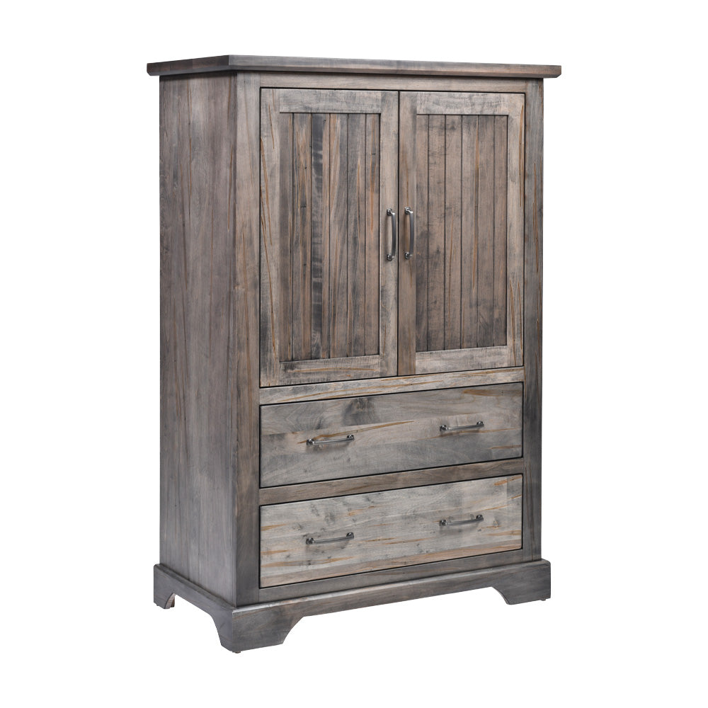 Kaycee Barnwood Farmhouse Armoire, 2 Drawers and Cabinet