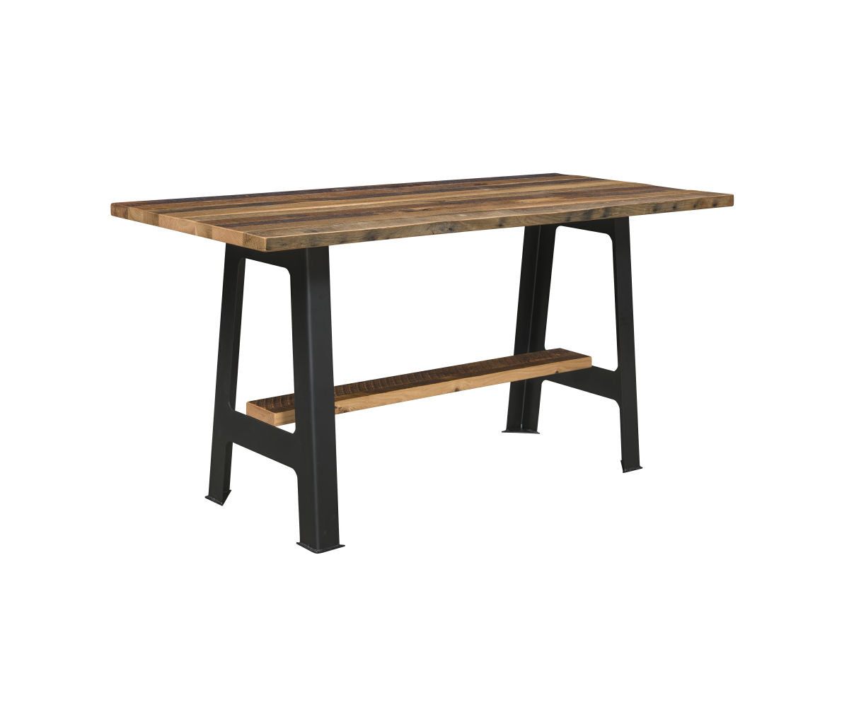 Evans Counter Height TAble, Steel Base, Reclaimed Wood Top