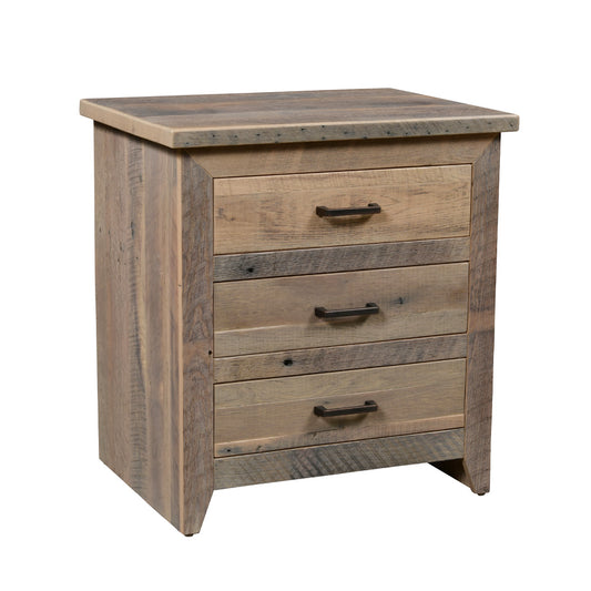 Madison Gray Rustic Contemporary Nightstand, Reclaimed Wood, Steel Drawer Pulls