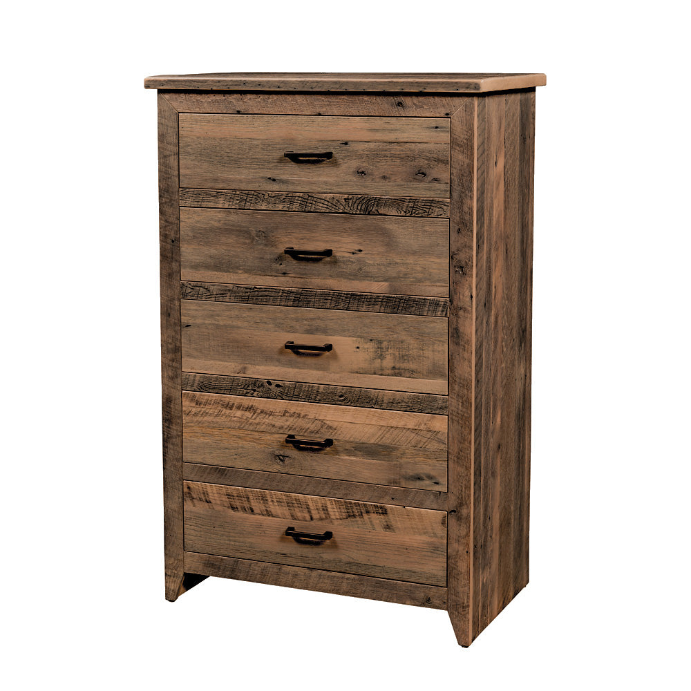 Madison Tall Rustic 5 Drawer Dresser, Natural Stain