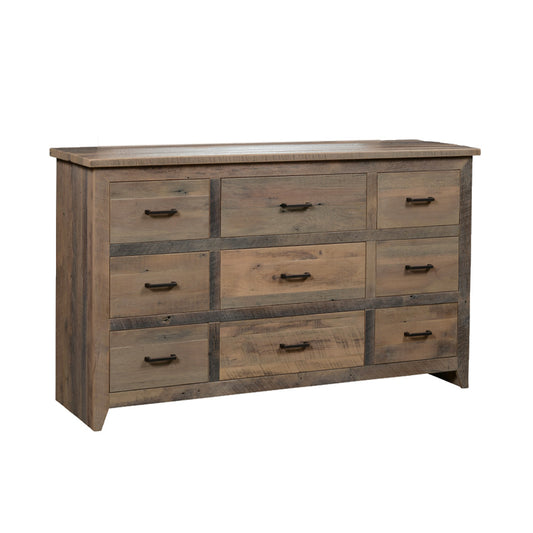 Madison Gray Rustic 9 Drawer Dresser, Reclaimed Wood