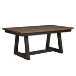Mallory Modern Farmhouse Dining Table, Black Base, Provincial Stain