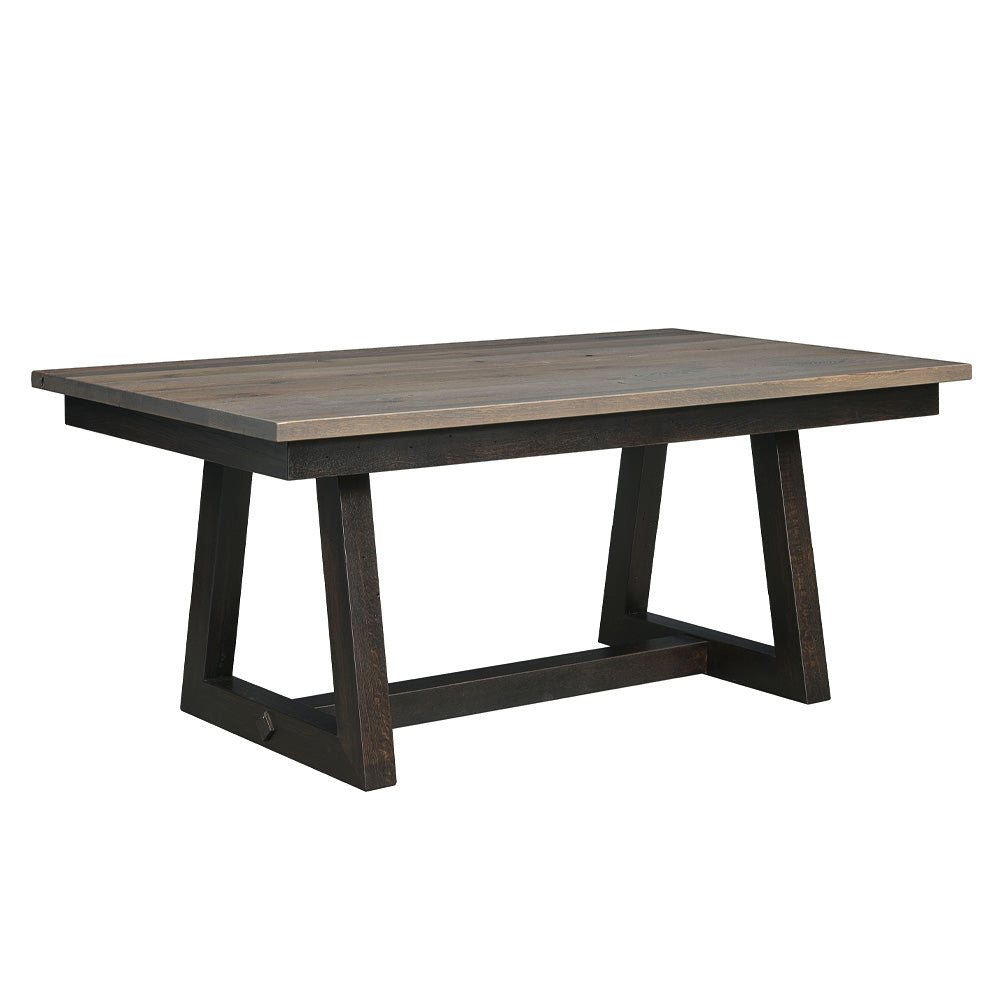 Mallory Modern Farmhouse Dining Table, Black Base, Gray Stain\