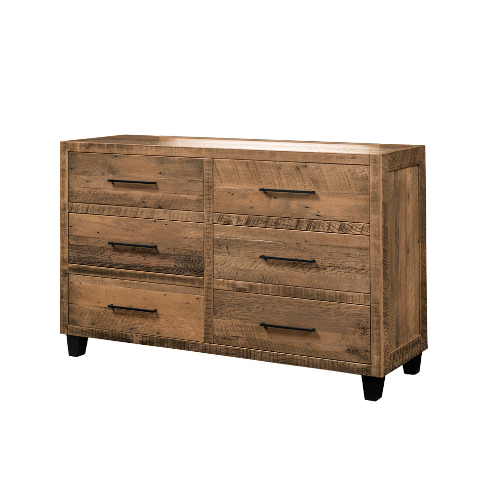 Rustic Reclaimed Wood Dresser, 6 Drawers